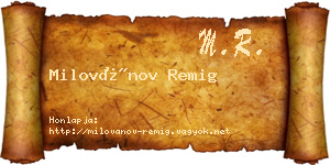 Milovánov Remig névjegykártya